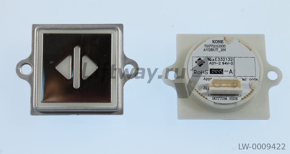 Квадратная кнопка Коне MiniSpace китай COP "" AVDBUT(G01-G06) красная, фиксация на 2 шпильки