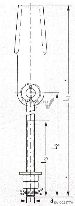 Коуш (подвеска каната) тип 11 UM D9-11мм L1=484мм L2=320mm L3=150mm M16 без несущей пружины