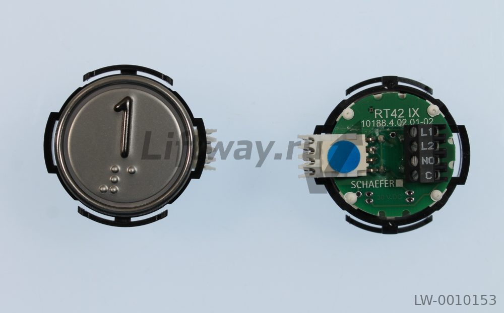 Кнопка приказа "1" тактильная с Брайлем RT42 IX, голубая подсветка