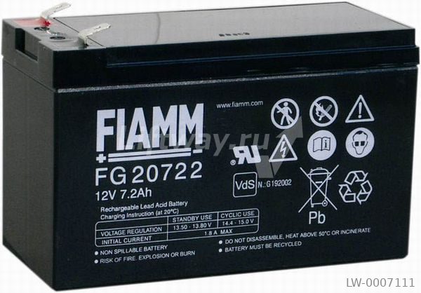 Аккумуляторная батарея FIAMM FG 20722 12V, 7.2Ah (клеммы 6.3 мм)