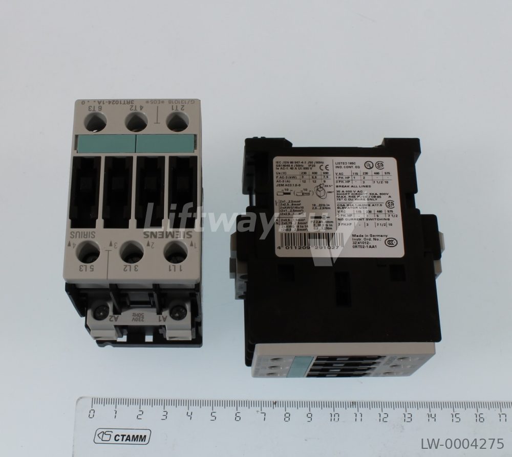 КОНТАКТОР 3-ПОЛ., AC-3, 5.5 КВТ/ 400 V, НОМ. НАПРЯЖЕНИЕ УПРАВЛЕНИЯ US = 230 V AC, 50 ГЦ,  ТИПОРАЗМЕР