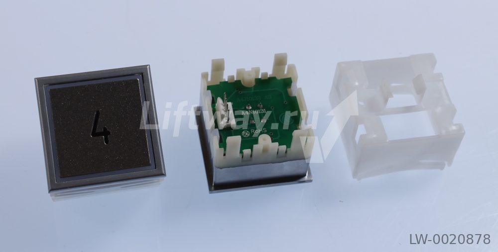 Кнопка "4" Thyssen KT40 STEP C 40х40мм (Европейский вариант) красная подсветка