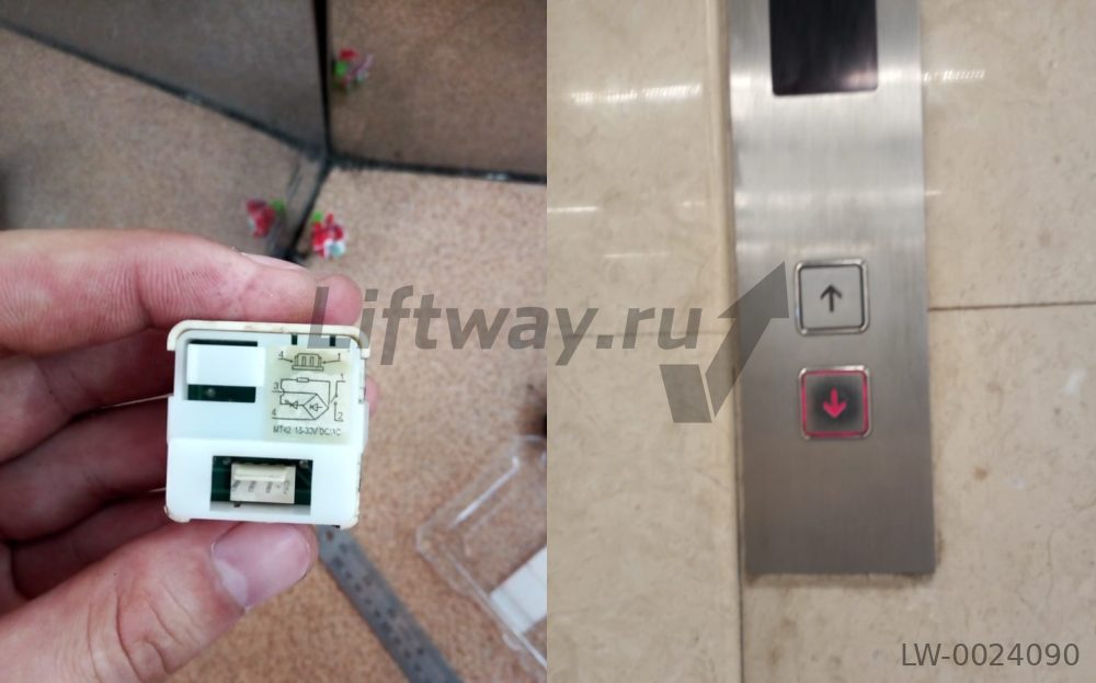 Кнопка приказа MT42 "ВВЕРХ/ВНИЗ" 15-24VDC, красная подсветка, AMP разъем по середине