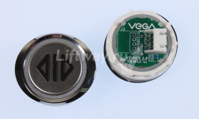 Кнопка приказа Vega Venus "ОТКРЫТИЕ", с кодом Брайля, синяя подсветка (разъем MLC с НО контактом)